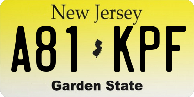 NJ license plate A81KPF