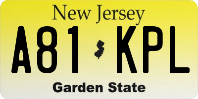 NJ license plate A81KPL