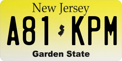 NJ license plate A81KPM