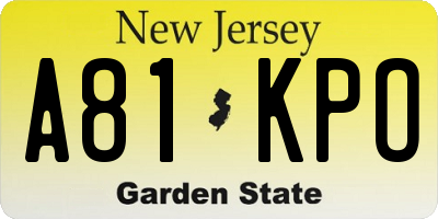 NJ license plate A81KPO