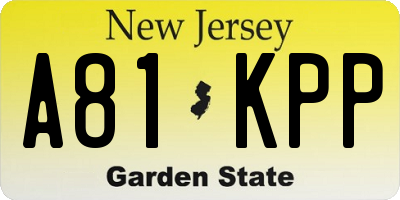 NJ license plate A81KPP