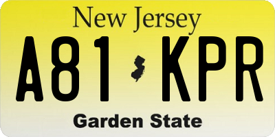 NJ license plate A81KPR