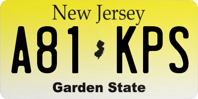 NJ license plate A81KPS