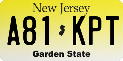 NJ license plate A81KPT