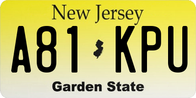 NJ license plate A81KPU