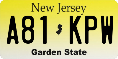 NJ license plate A81KPW