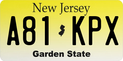 NJ license plate A81KPX