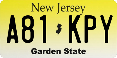 NJ license plate A81KPY