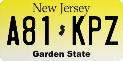 NJ license plate A81KPZ