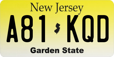 NJ license plate A81KQD