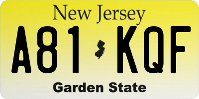 NJ license plate A81KQF