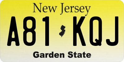 NJ license plate A81KQJ