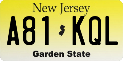 NJ license plate A81KQL