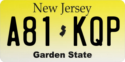 NJ license plate A81KQP