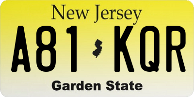 NJ license plate A81KQR