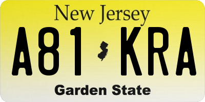 NJ license plate A81KRA