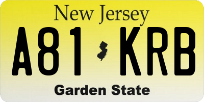 NJ license plate A81KRB