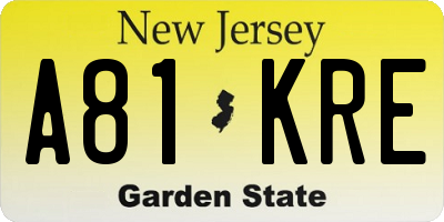 NJ license plate A81KRE