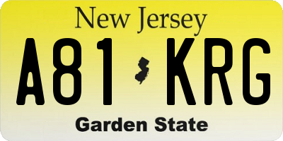 NJ license plate A81KRG