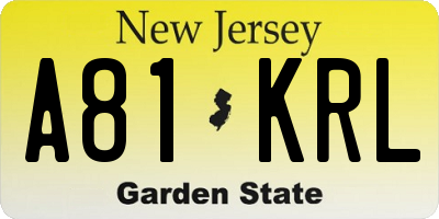 NJ license plate A81KRL