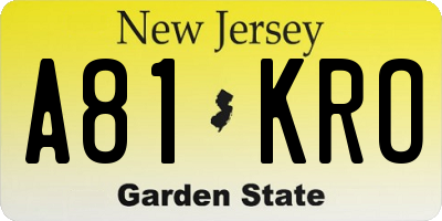 NJ license plate A81KRO