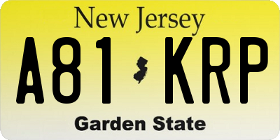 NJ license plate A81KRP