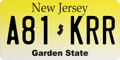 NJ license plate A81KRR
