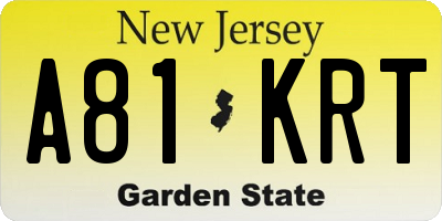 NJ license plate A81KRT