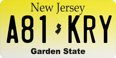 NJ license plate A81KRY