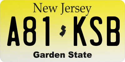 NJ license plate A81KSB