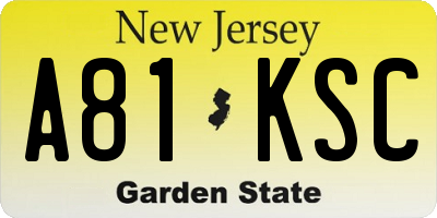 NJ license plate A81KSC