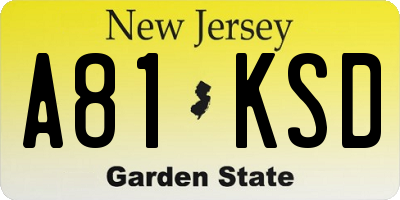 NJ license plate A81KSD