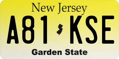 NJ license plate A81KSE