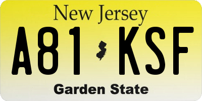 NJ license plate A81KSF