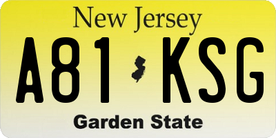 NJ license plate A81KSG