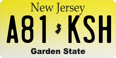 NJ license plate A81KSH