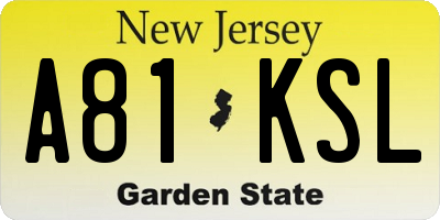 NJ license plate A81KSL