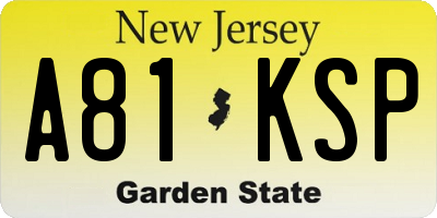 NJ license plate A81KSP