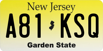 NJ license plate A81KSQ