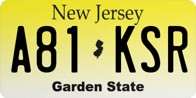 NJ license plate A81KSR
