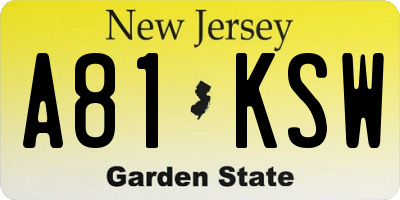 NJ license plate A81KSW