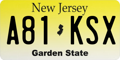 NJ license plate A81KSX