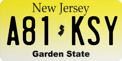 NJ license plate A81KSY