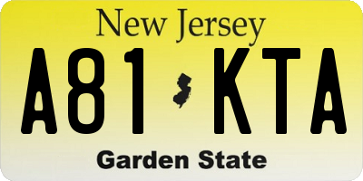 NJ license plate A81KTA