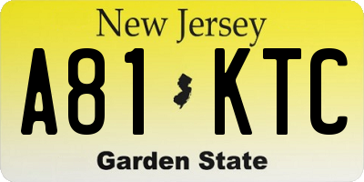 NJ license plate A81KTC