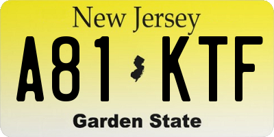 NJ license plate A81KTF