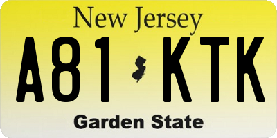NJ license plate A81KTK