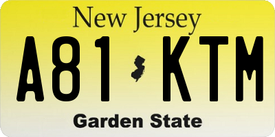 NJ license plate A81KTM