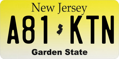 NJ license plate A81KTN