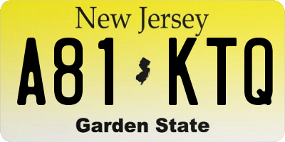 NJ license plate A81KTQ